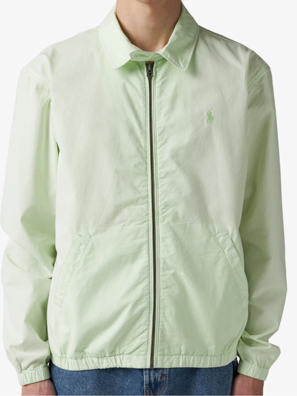 Polo Ralph Lauren The Bayport Mineral-Dyed Poplin Jacket Pastel Green Size L NWT